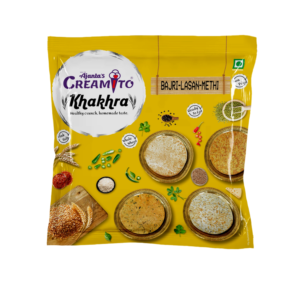 Creamito Bajri Lasan Methi Khakhra pack