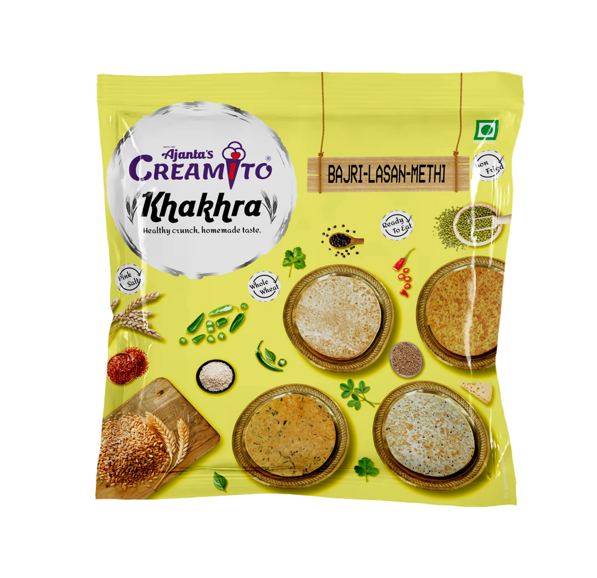 Creamito Bajri Lasan Methi Khakhra pack
