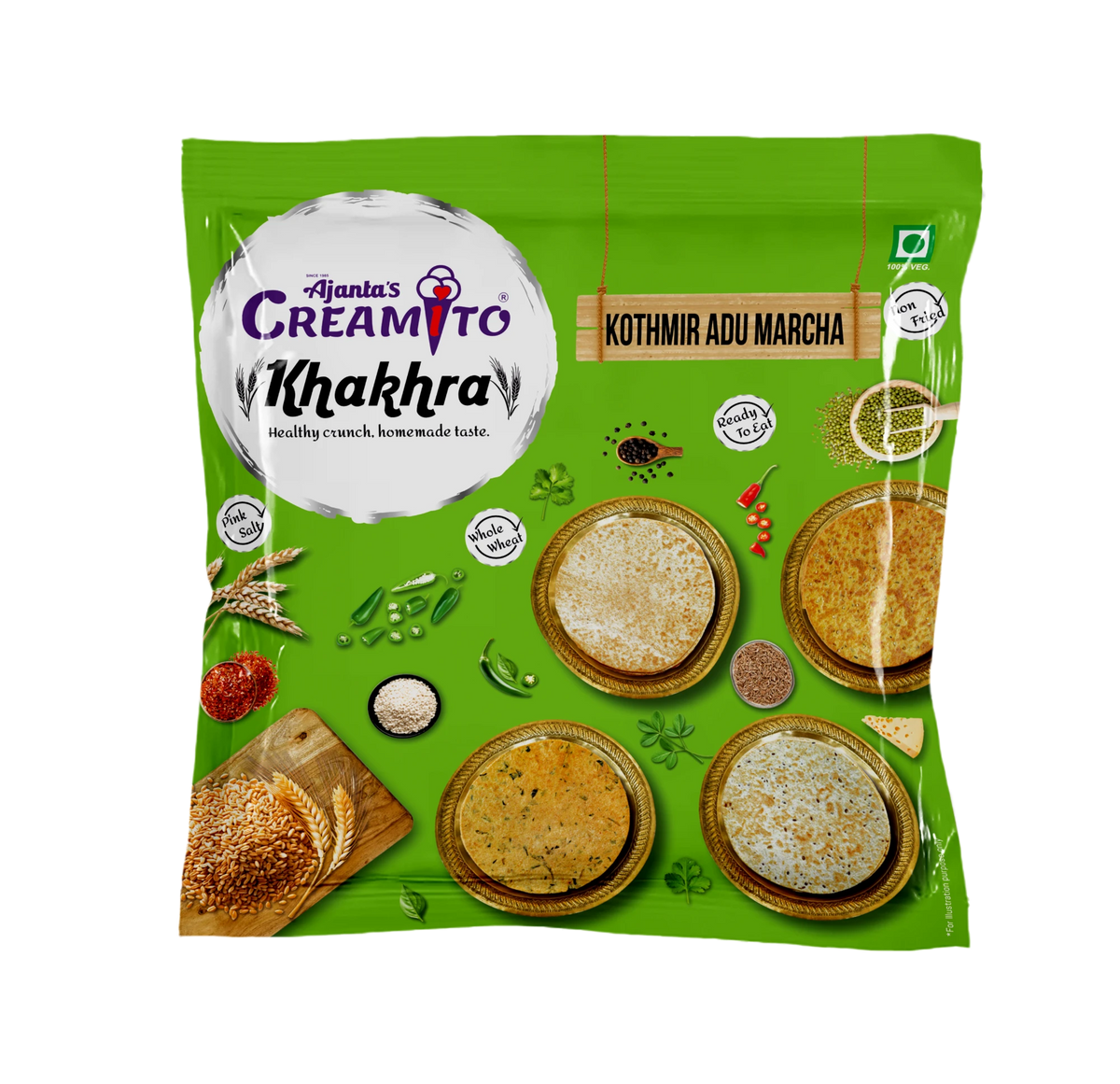 Creamito Kothmir Adu Marcha Khakhra pack